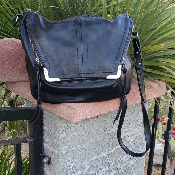 Kooba Black Leather Crossbody with Silver Accents - Picture 2 of 8